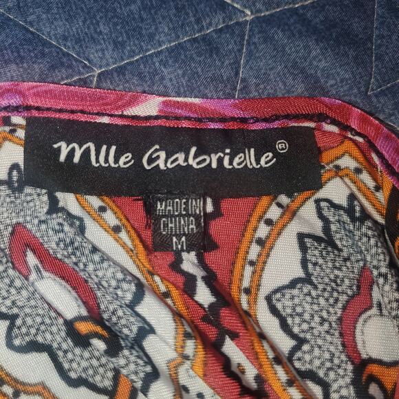 Mlle Gabrielle Size M Smocked Maxi Dress Pink Paisley Surplice Wrap Boho - Picture 5 of 9